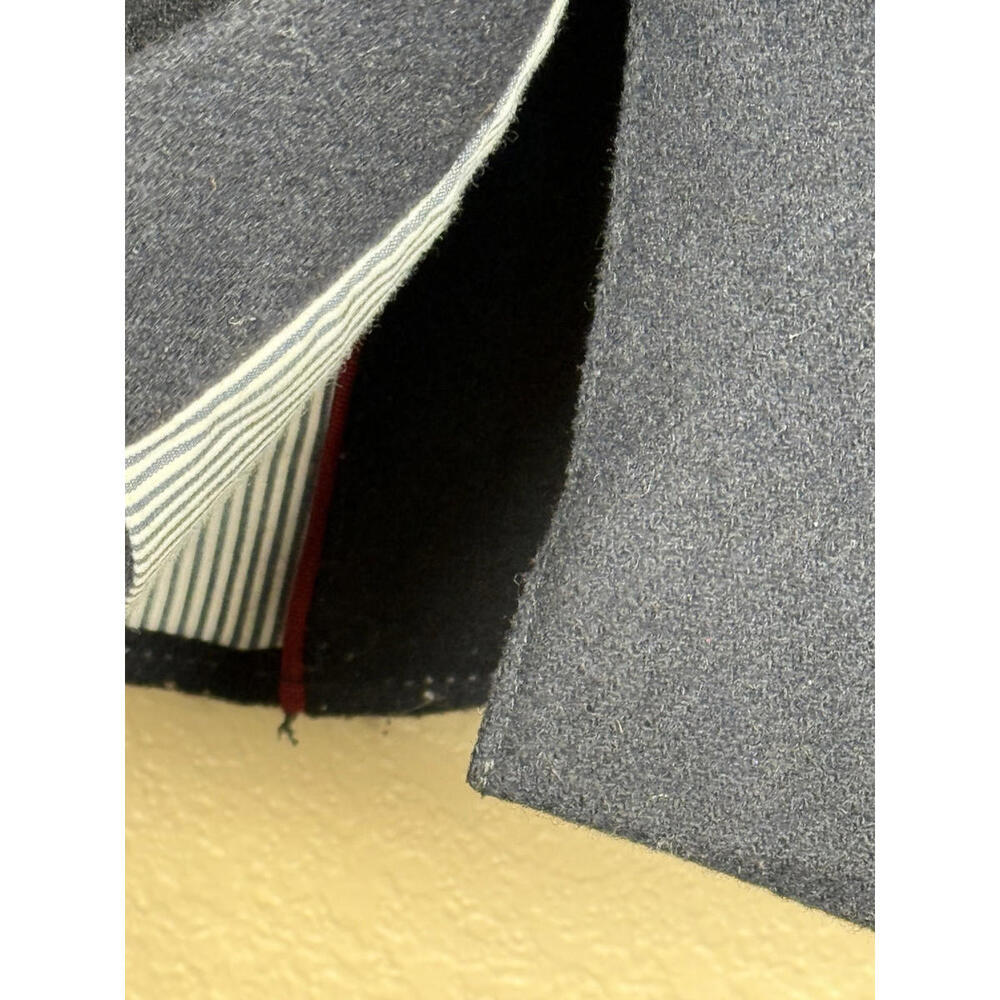 Abercrombie & Fitch Wool Blend Navy Sz Large Fitted Cropped Lined Blazer Crest - Picture 7 of 8